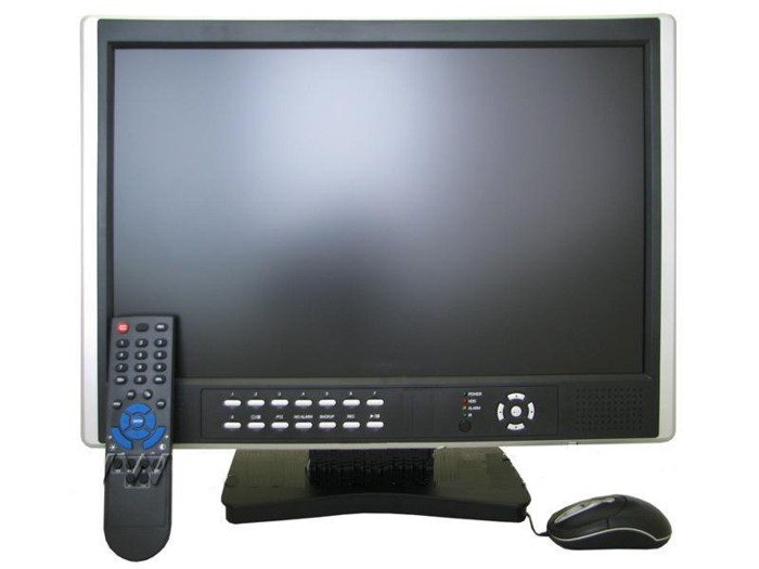 W3-D6404BWM LCD Монитор 15 дюймов+DVR регистратор 4 Video/4 Audio. USB. LAN. Motion Detetion. 25 кадров на канал. 